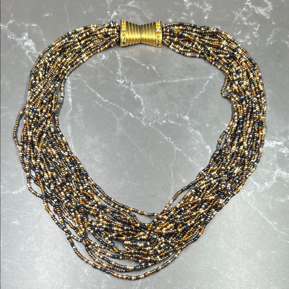 Vintage Joan Rivers Multi-Strand Torsade Seed Bead Statement Necklace